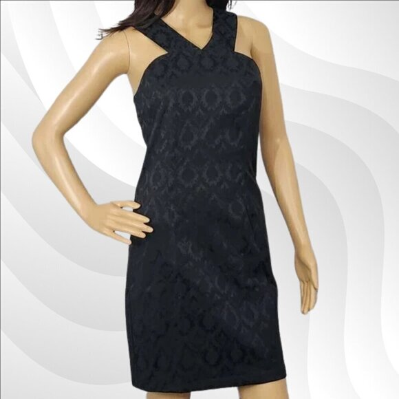 2/$50 Guess Brea Brocade Black Sleeveless Mini Dress Size M | Elegant & Chic - Picture 3 of 8